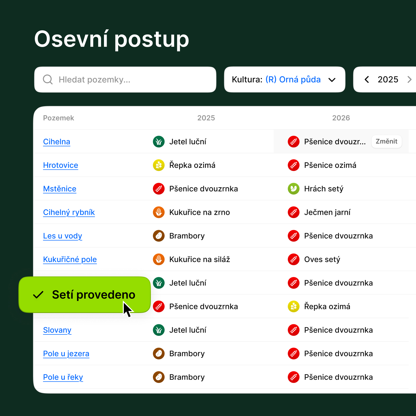 Plánování aplikací v aplikaci Můj Agroscan